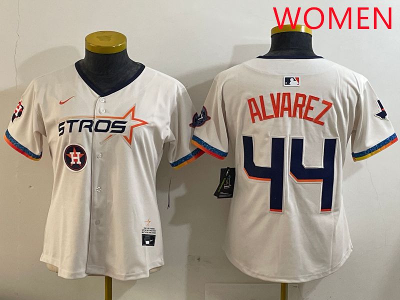 Women Houston Astros #44 Alvarez Cream Fourth generation Joint Name Nike 2025 MLB Jersey style 7->women mlb jersey->Women Jersey
